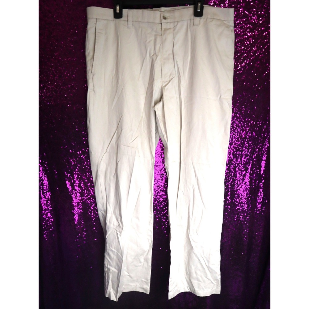 Chino Pants 38x32 Cherokee Mens Flat Front Cotton Khaki Trousers Work Office